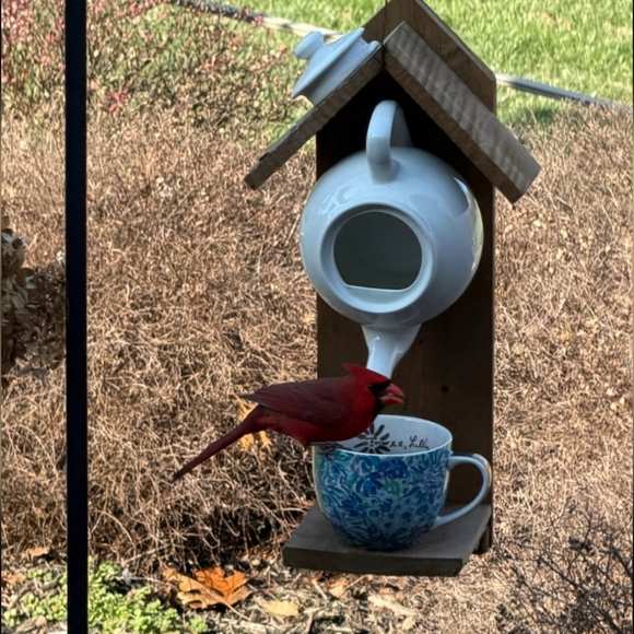 Rustic Teapot Bird Feeder Handmade Lady Luck - Picture 10 of 16